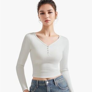 Elegant White V-Neck Women's Top